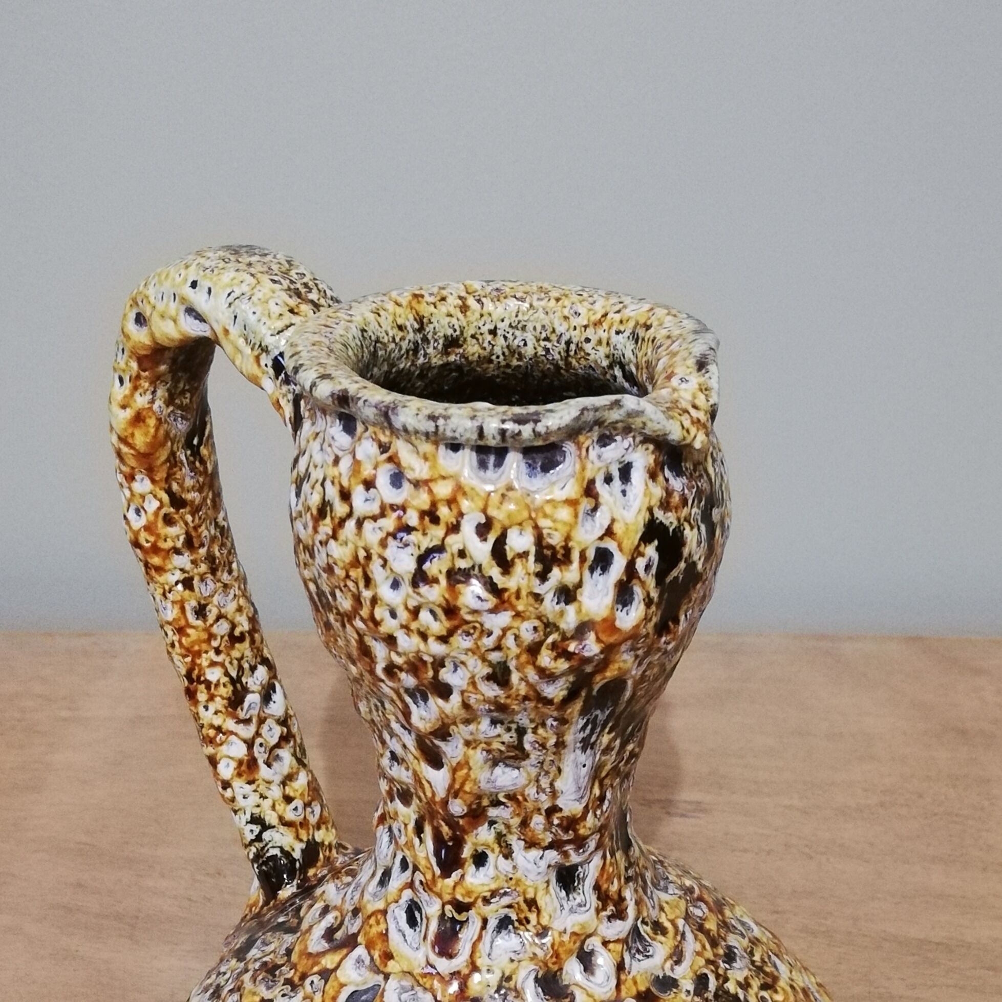 Honey colored Fat Lava ceramic pitcher vase