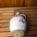 Ancien pichet céramique blanche décor bleu peint vintage #a425