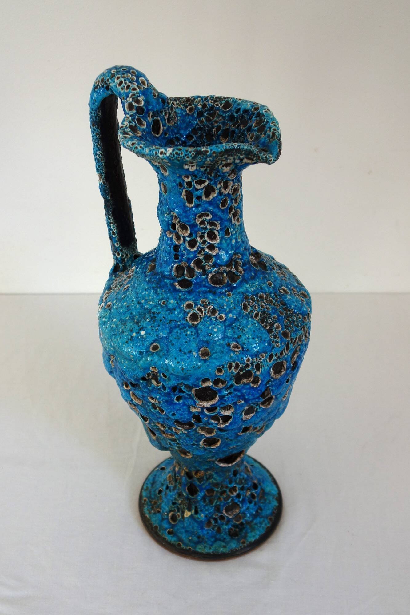 Large Fat Lava enamel vase by Charles Cart, Sea Foam, 1960