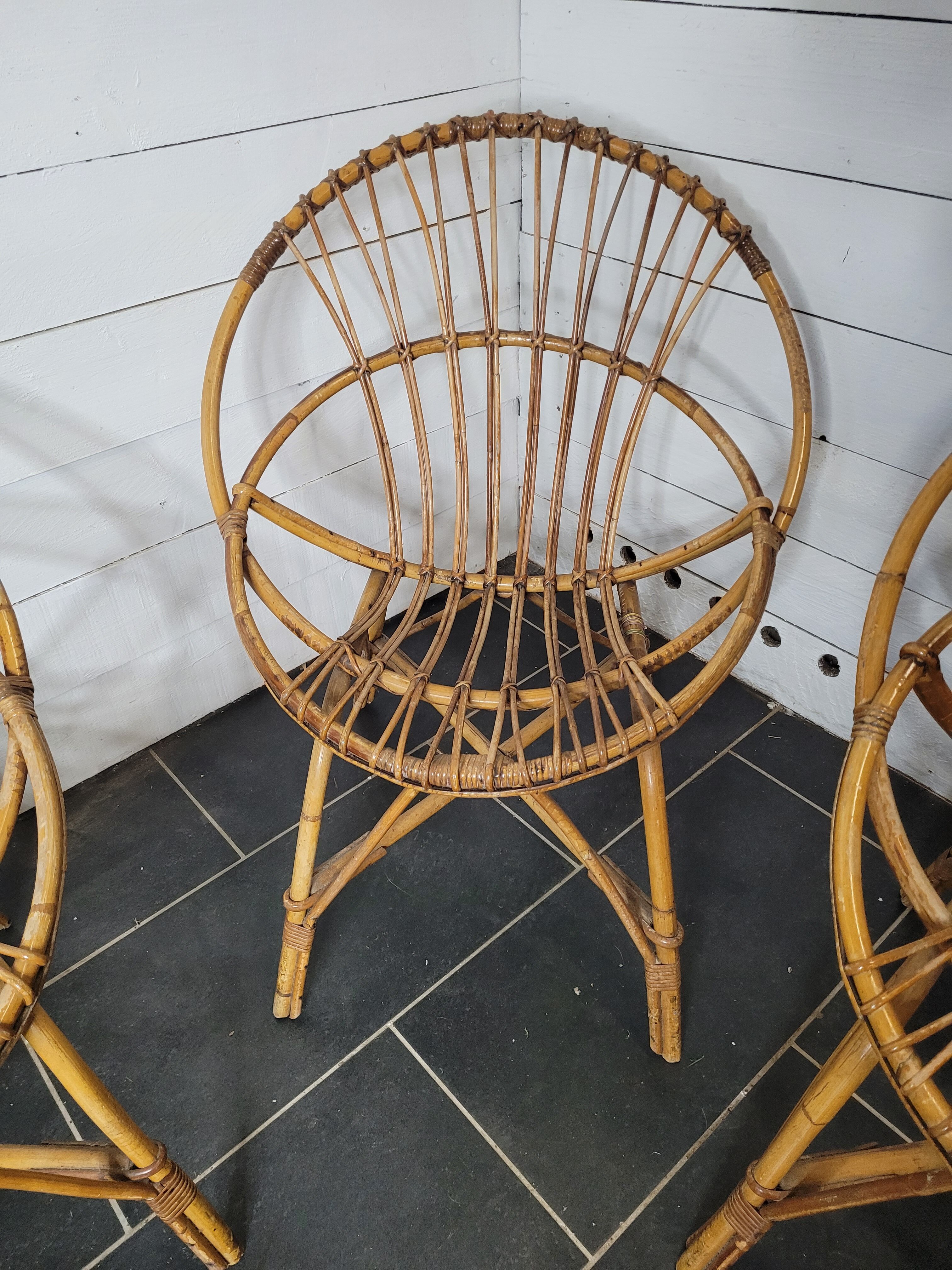 3 rattan armchairs from the 70s