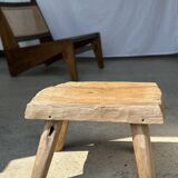 Small side table or stool in four-legged blond teak H:30 L43 l30