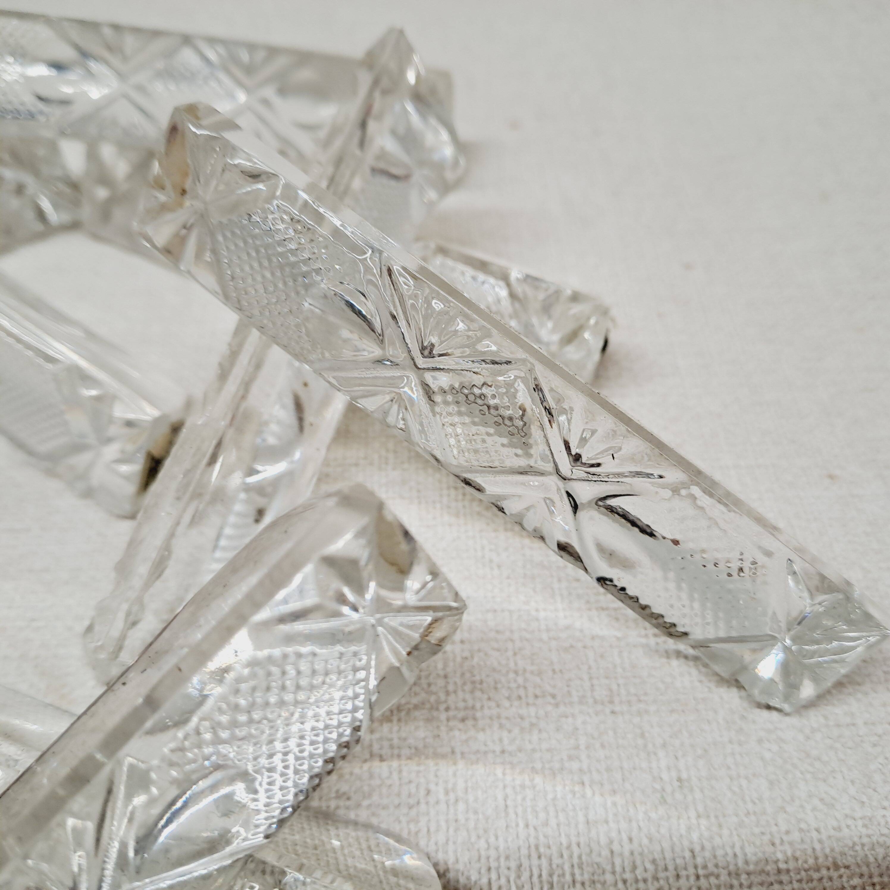 Lot of 10 chiseled crystal knife holders