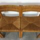 Set of 5 chairs in wood and straw, 60s