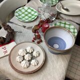 Duo of footed bowl and artisanal plate made in France Vallauris
