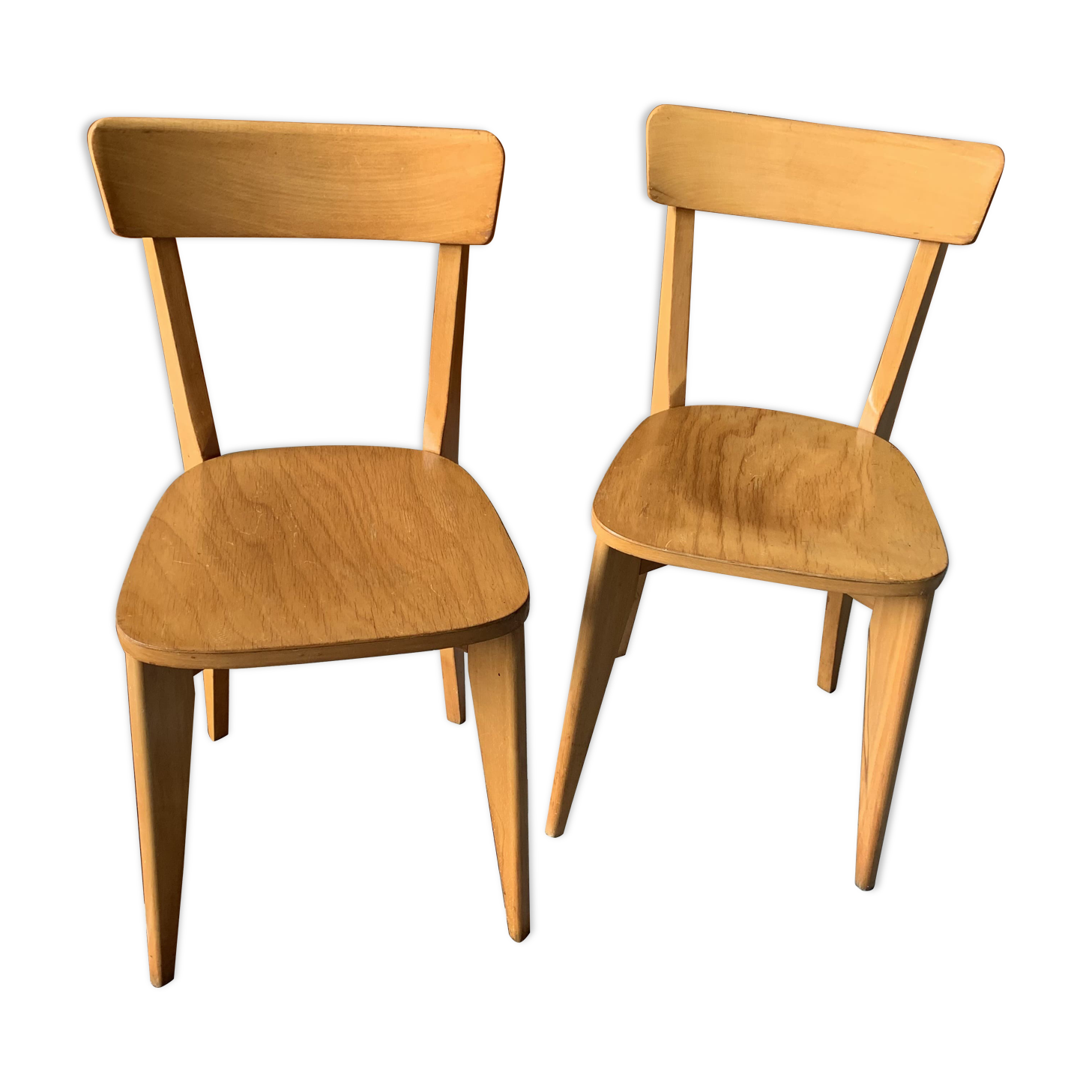Pair of vintage 70's chairs with compass feet