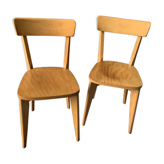 Pair of vintage 70's chairs with compass feet