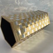 Hexagonal two-tone umbrella stand in the Italian style of Willy Rizzo from the 1970s.