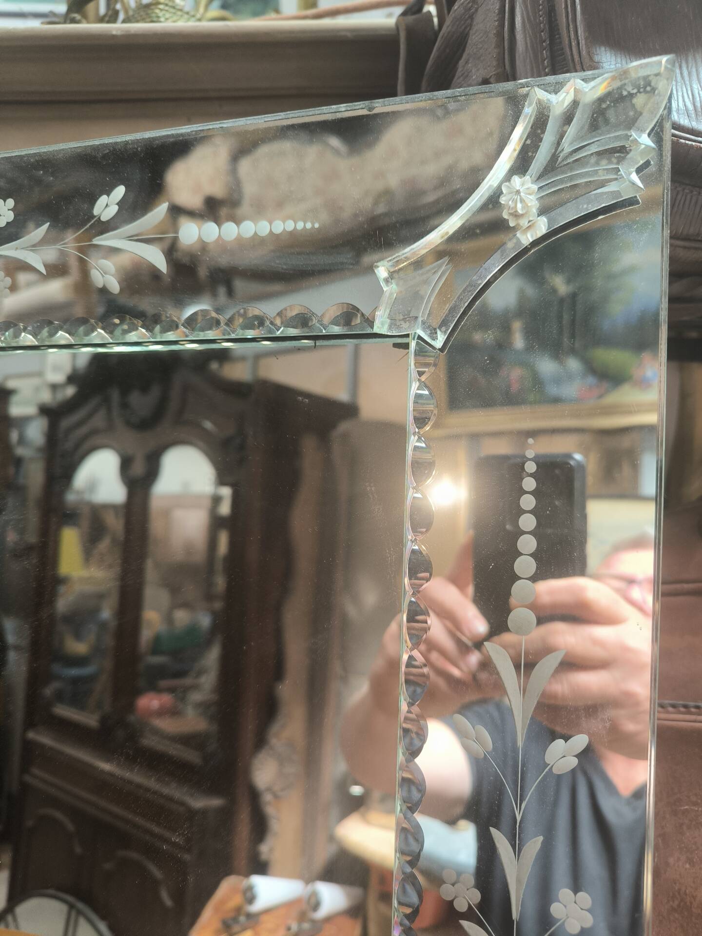 Square Venetian mirror from around 1940.