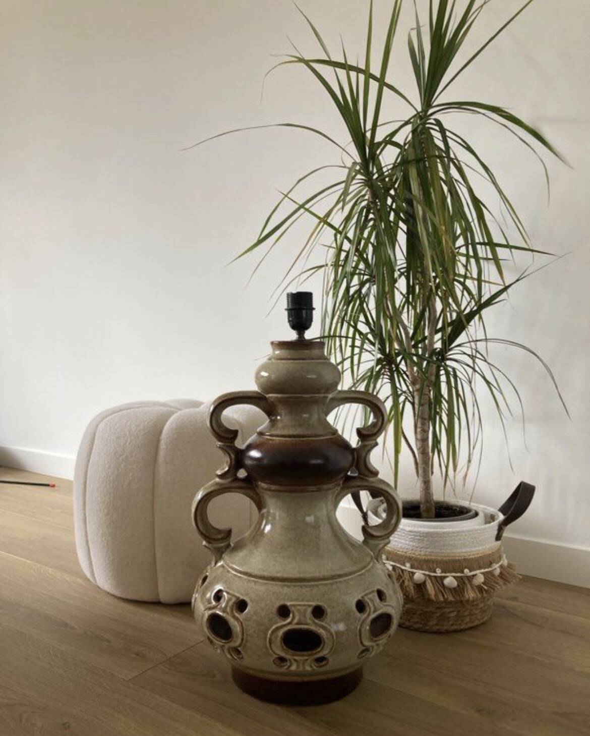 Pied de lampe vintage en céramique