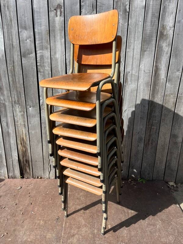 Vintage military chair Tubax in wood and metal, 1960s