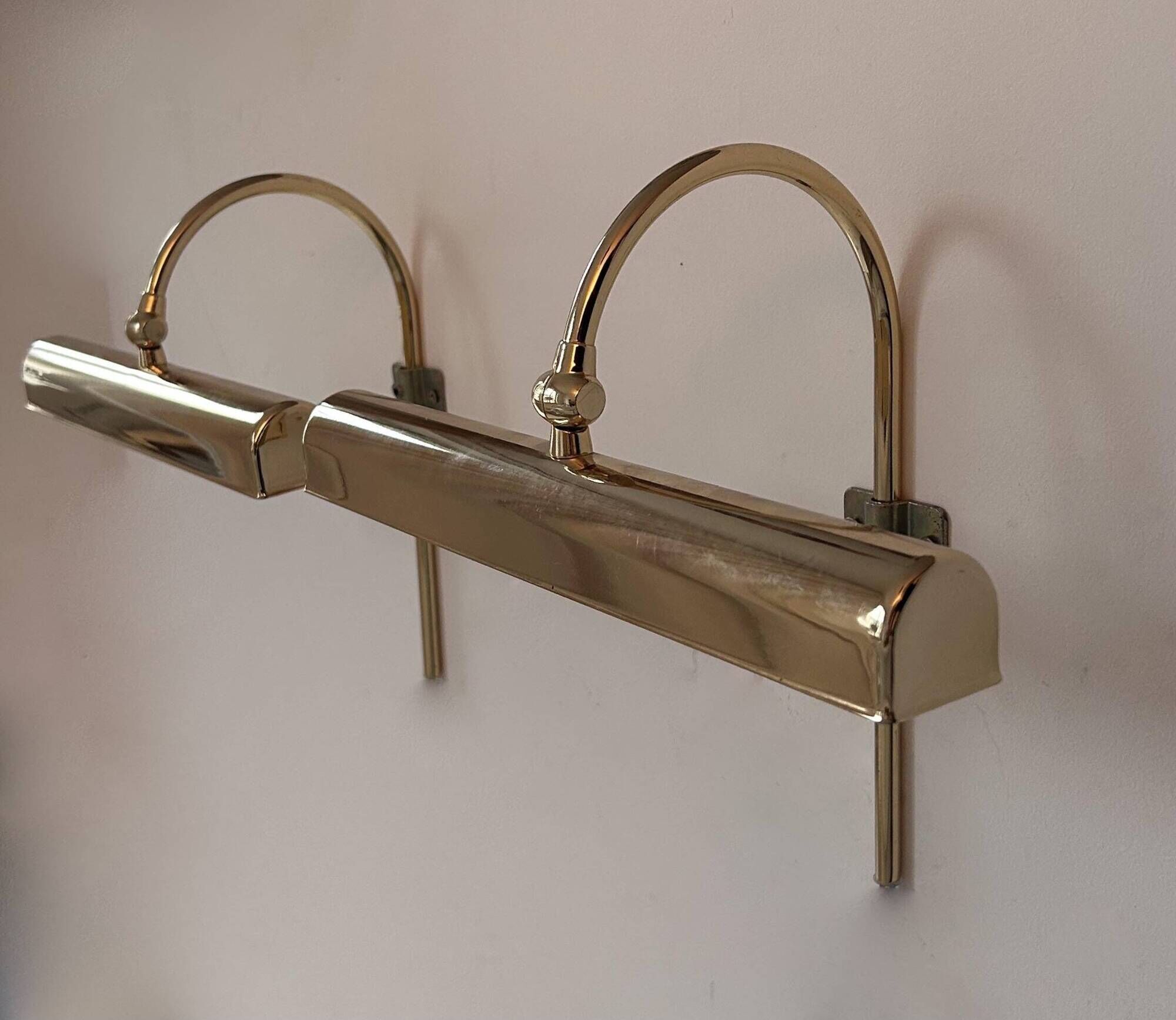 Pair of vintage adjustable wall lights, brass, France 1970