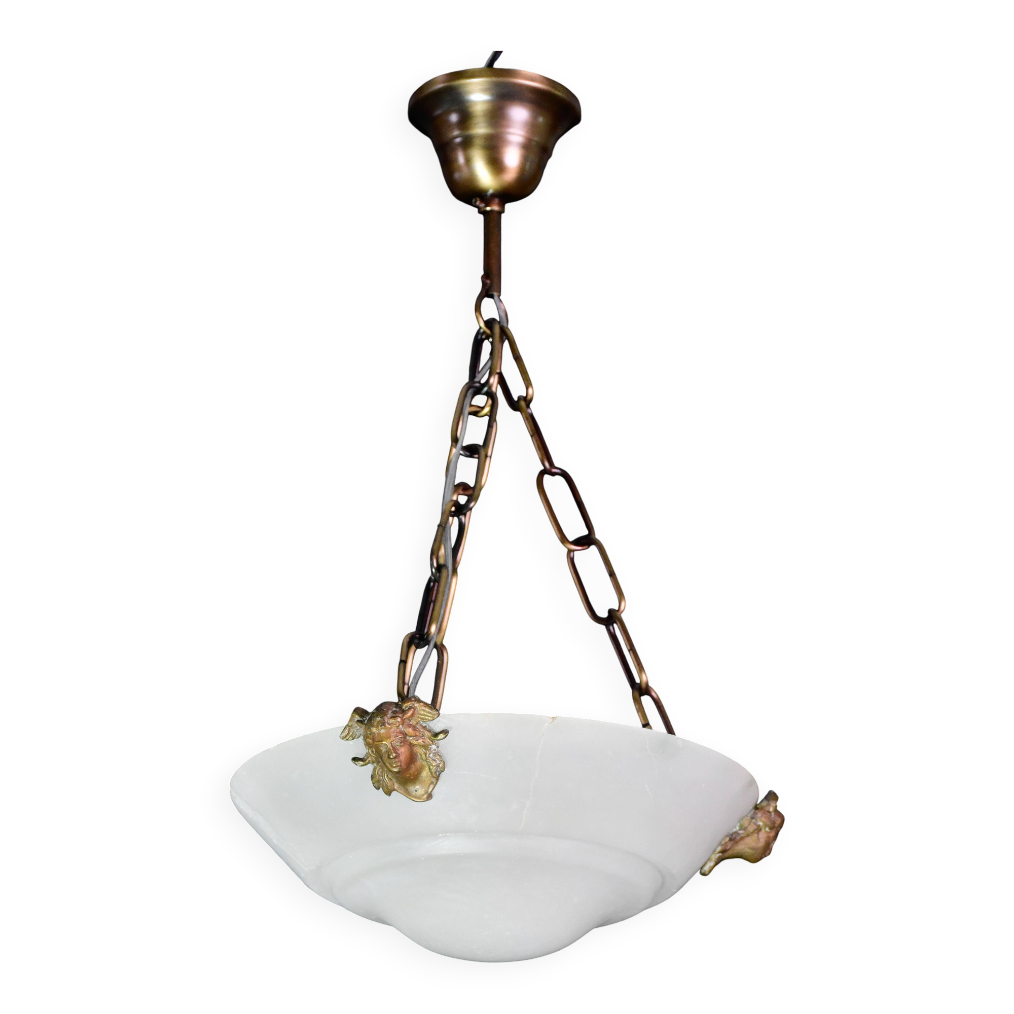 Charming white Art Deco alabaster pendant, 1940s