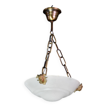 Charming white Art Deco alabaster pendant, 1940s