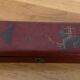 Pen tray in lacquered wood burgundy color Chinese decoration
