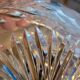 Large bowl bowl in cut crystal signed Muller decoration daisies