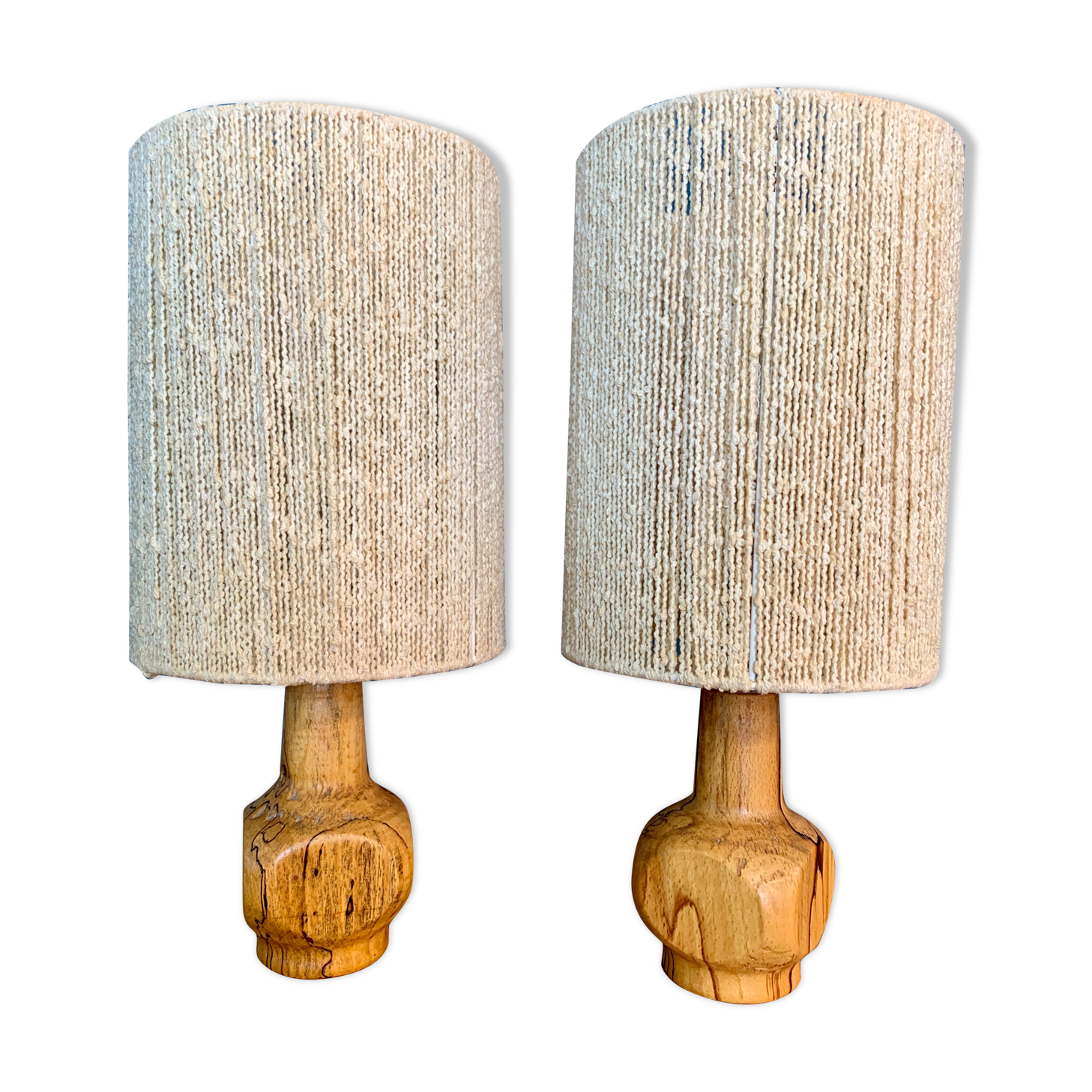 Pair of wooden lamps