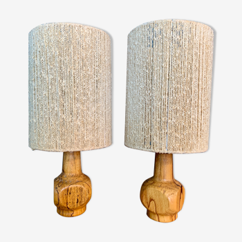 Pair of wooden lamps