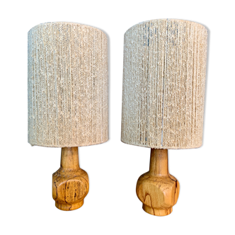 Paire de lampes en bois