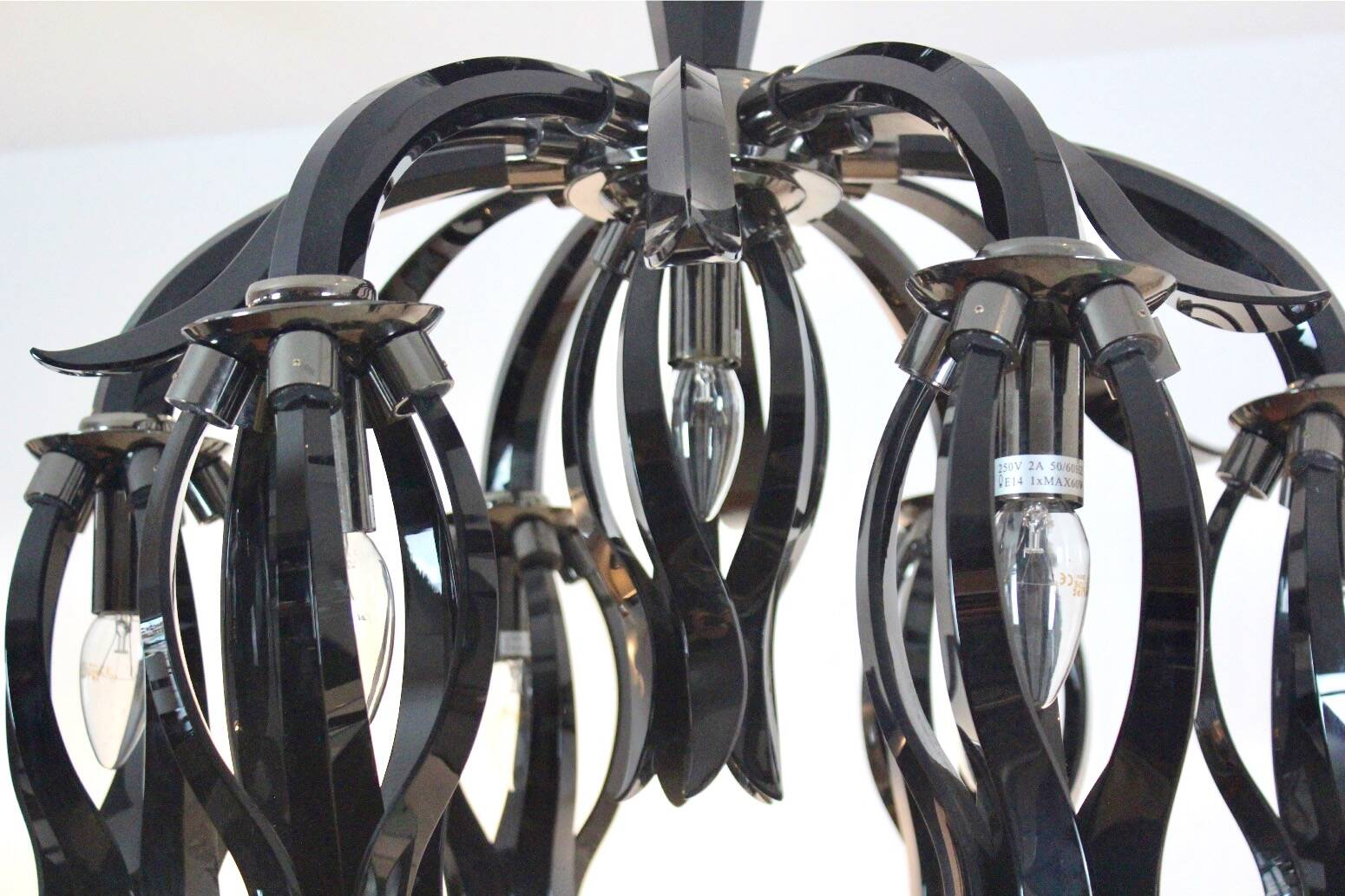 Italian black glass chandelier