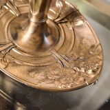 French Art Deco Table Lamp by Cherrier & Besnus very beautiful pressed molded pink glass - 1920s 33x12