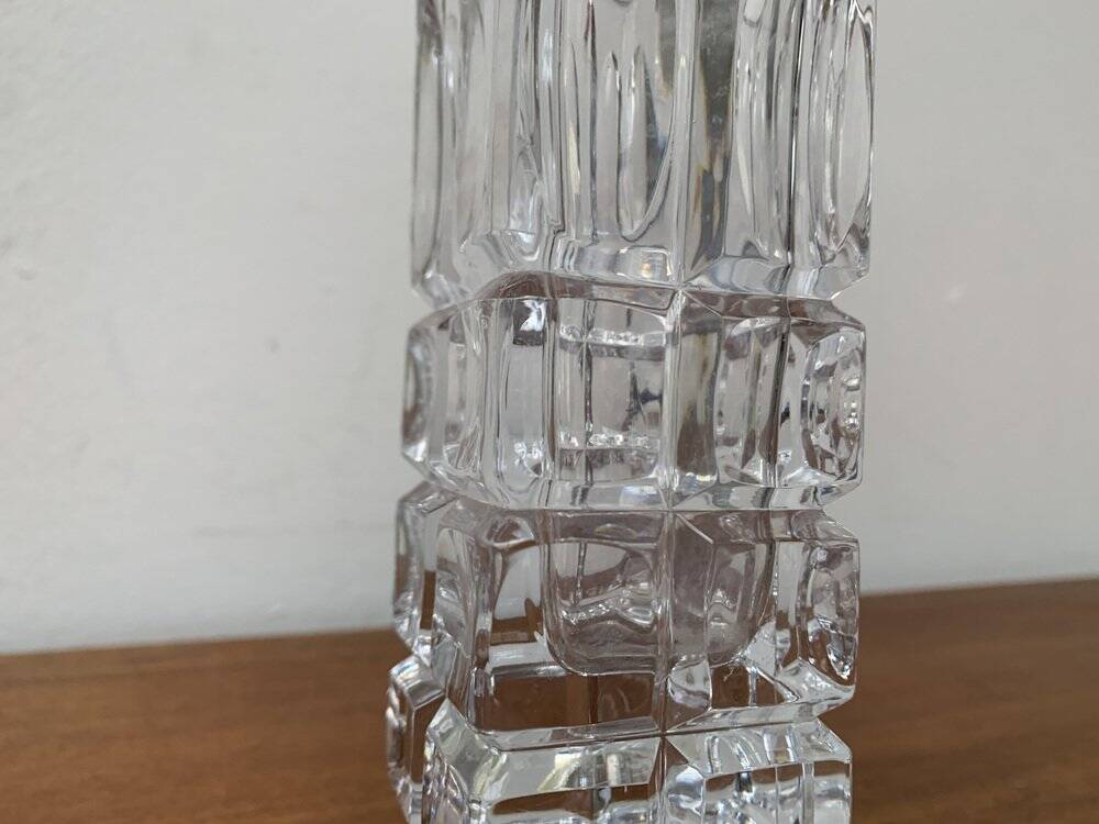 Vintage German Lead Crystal Block Vase, 1970s