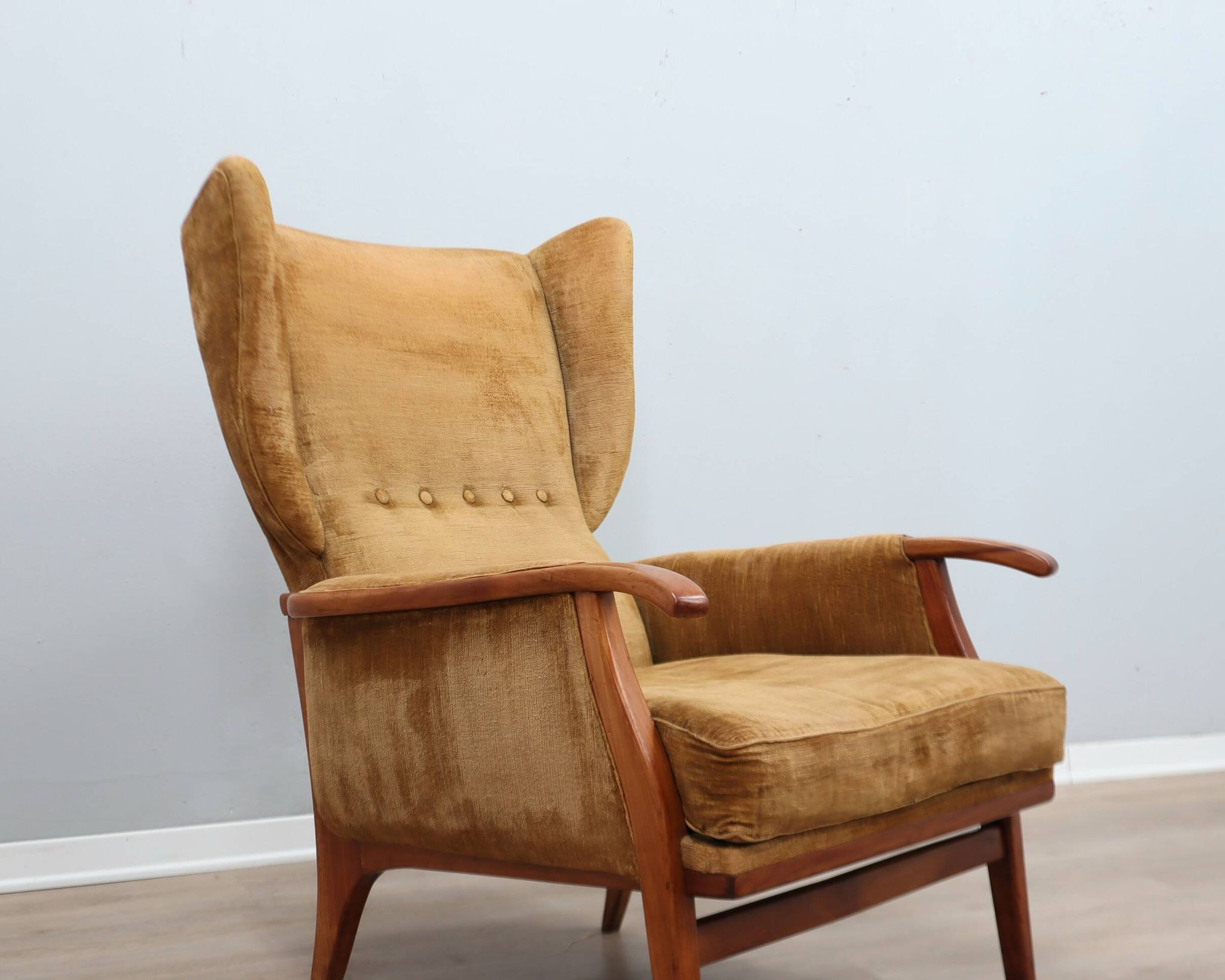 1950s Camea Italian reclining armchairs dralon velvet, set of 2