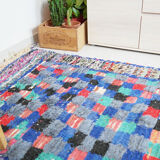 Carpet blue checkered boucharouite 117 x 200