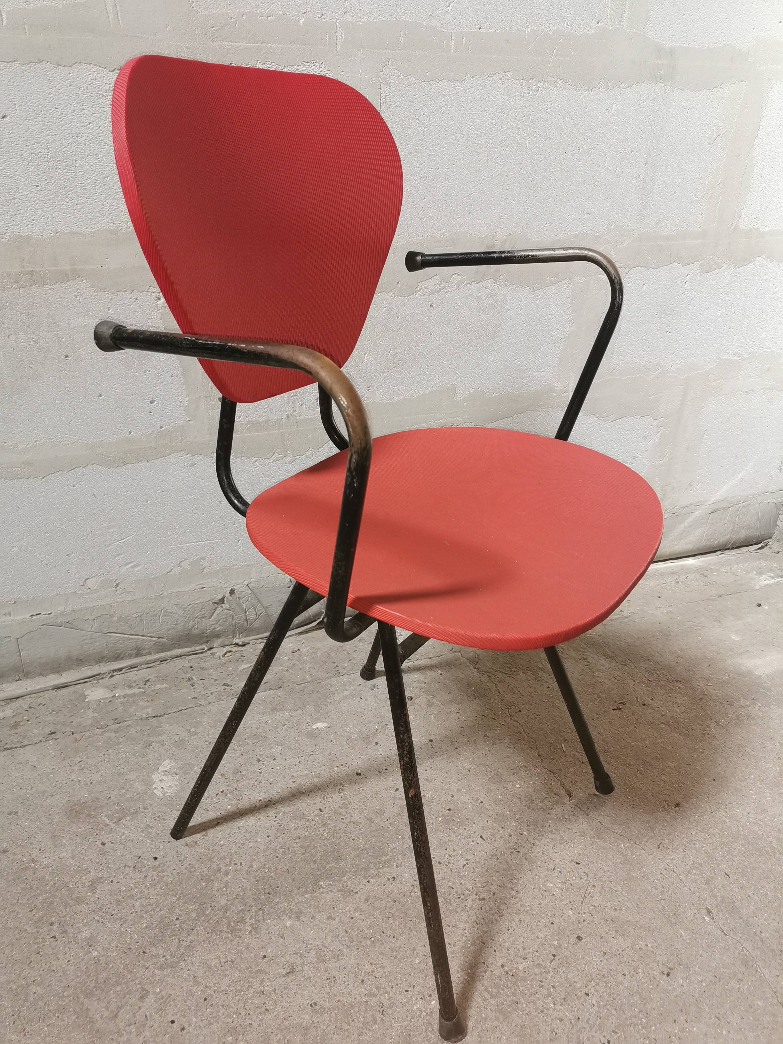 Red armchair, vintage 50s