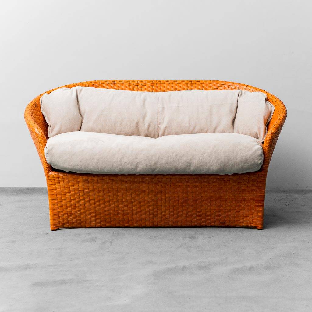 Divano 2 posti intrecciato di tito angoli anni ’90 vintage modernariato