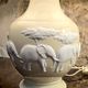 Pair of Raynaud Limoges lamps – Kenya model – Biscuit elephants – 20th century