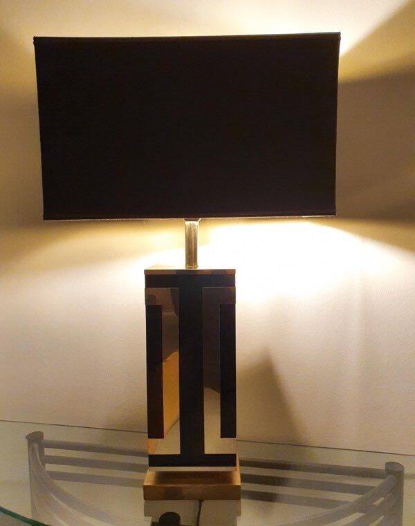 Lampe en laiton doré années 70 (Maison Jansen?) dans le style de Willy Rizzo / Roméo Rega