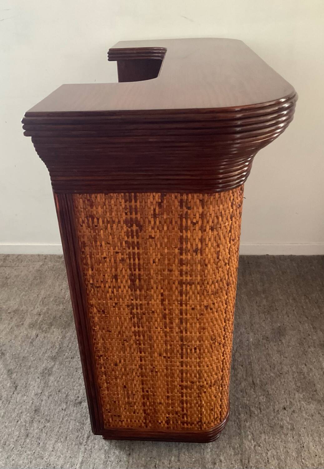 Vintage wooden and rattan counter bar