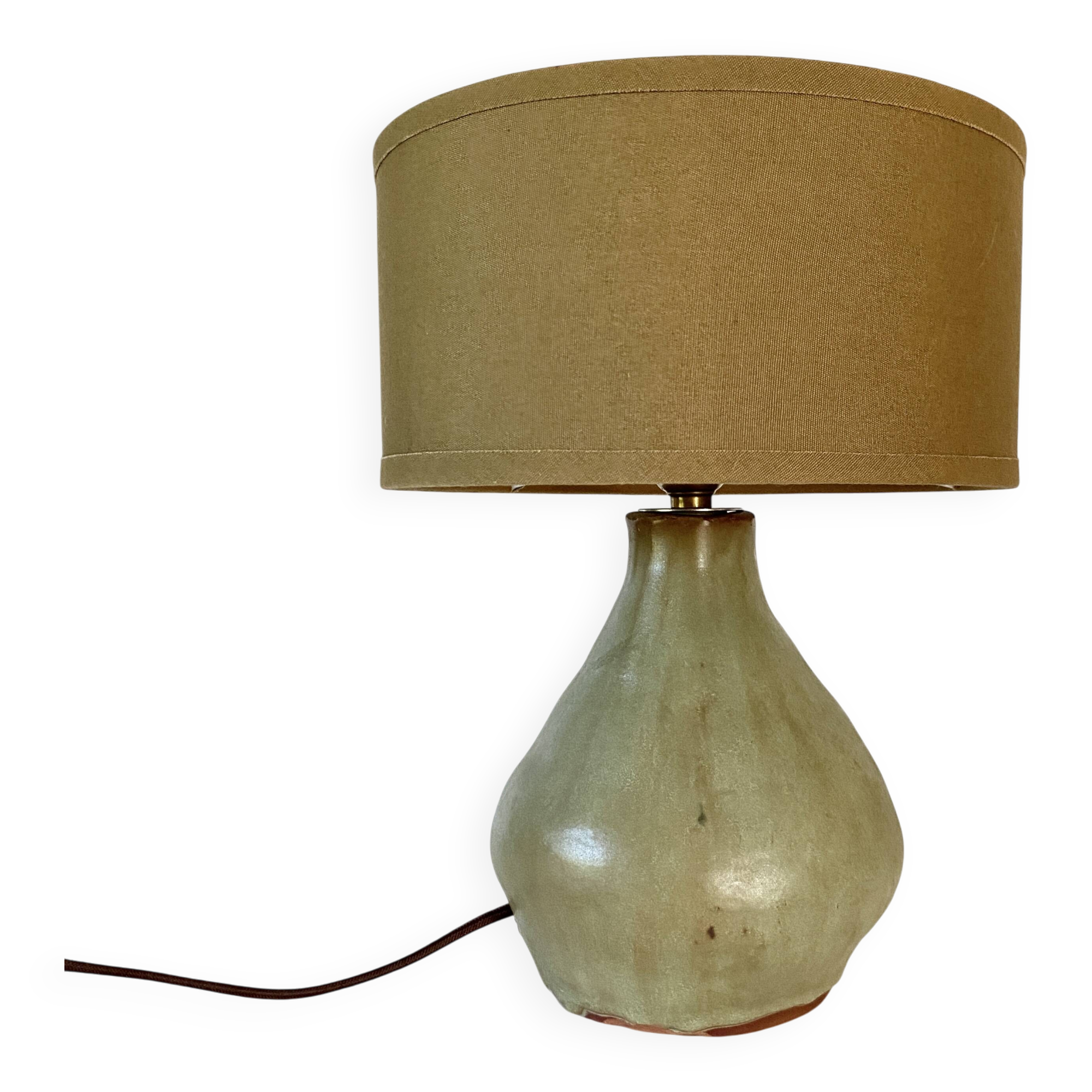 Ceramic lamp, 2M fabric cable, cotton lampshade