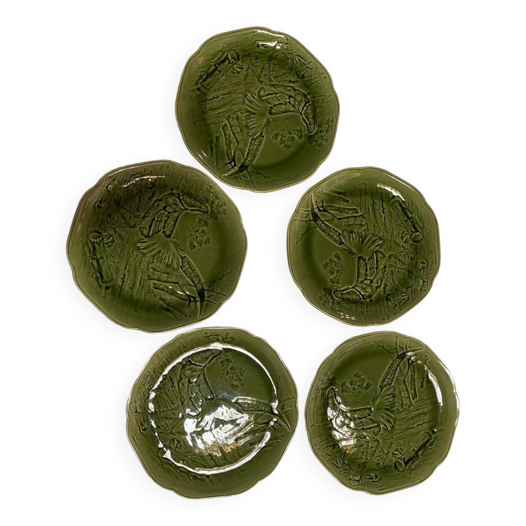 Set of 5 Choisy le Roi 19th century majoline plates