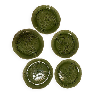 Set of 5 Choisy le Roi 19th century majoline plates