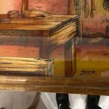 Ancien plateau art deco en bois signe dope