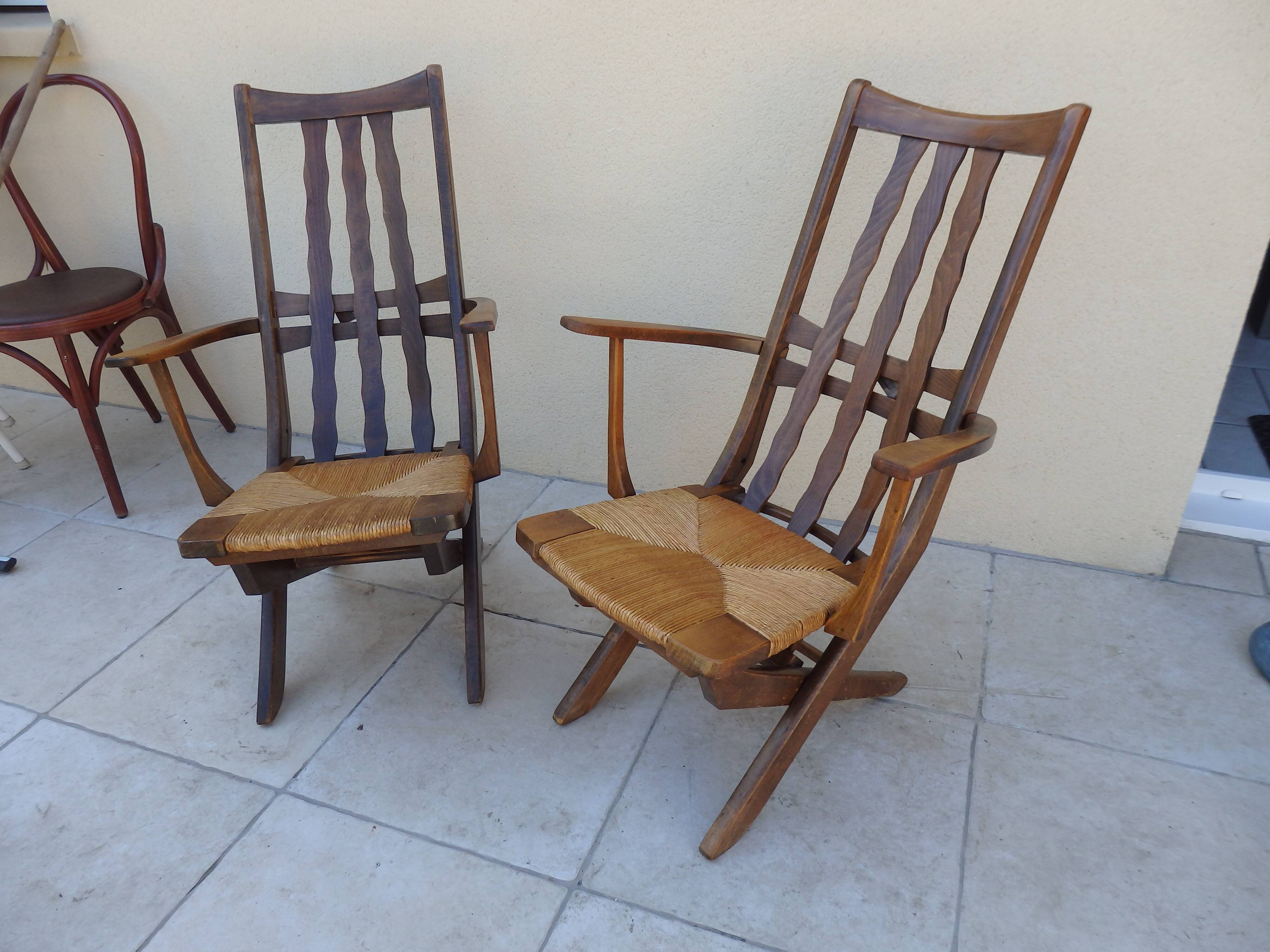 Paire de fauteuils Triconfort année 1960 trois  position