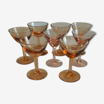 Série de 8 verres roses 1920