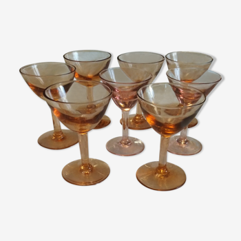 Series of 8 pink glasses 1920