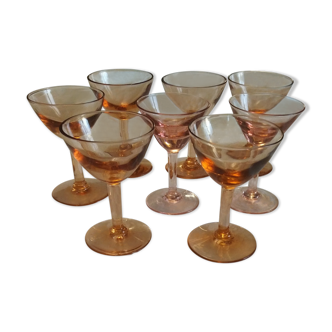 Series of 8 pink glasses 1920