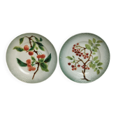 2 old plates st amand, 20 cm. barbotine, art nouveau 1900