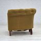 Fauteuil relax danois des années 1950, revêtement en laine verte, bois de frêne.