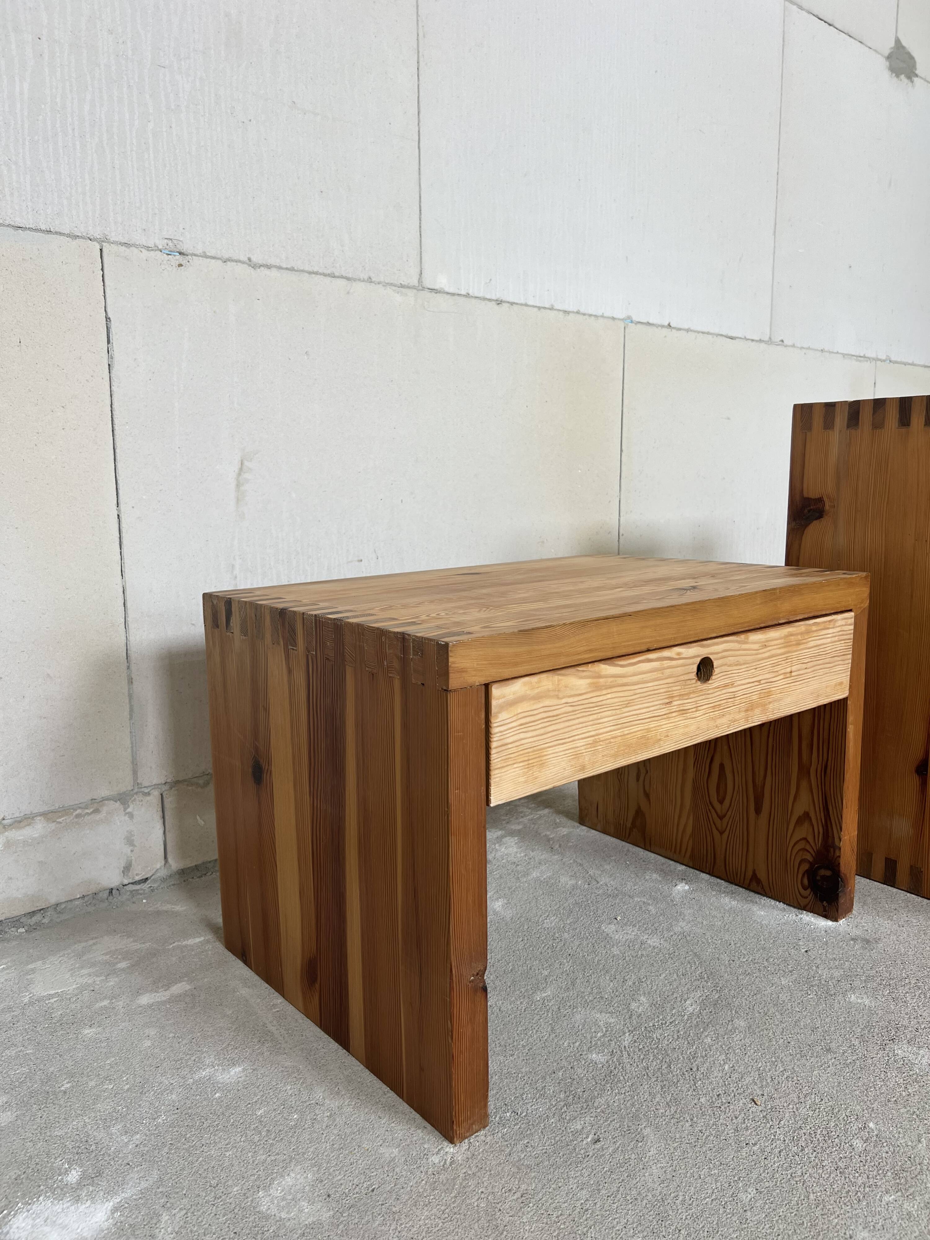 Pair of Ate van Apeldoorn Pine Nightstands. Netherlands, 1970s need some TLC
