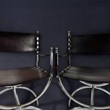 Maison Jansen, Pair of Savonarola armchairs, 1970