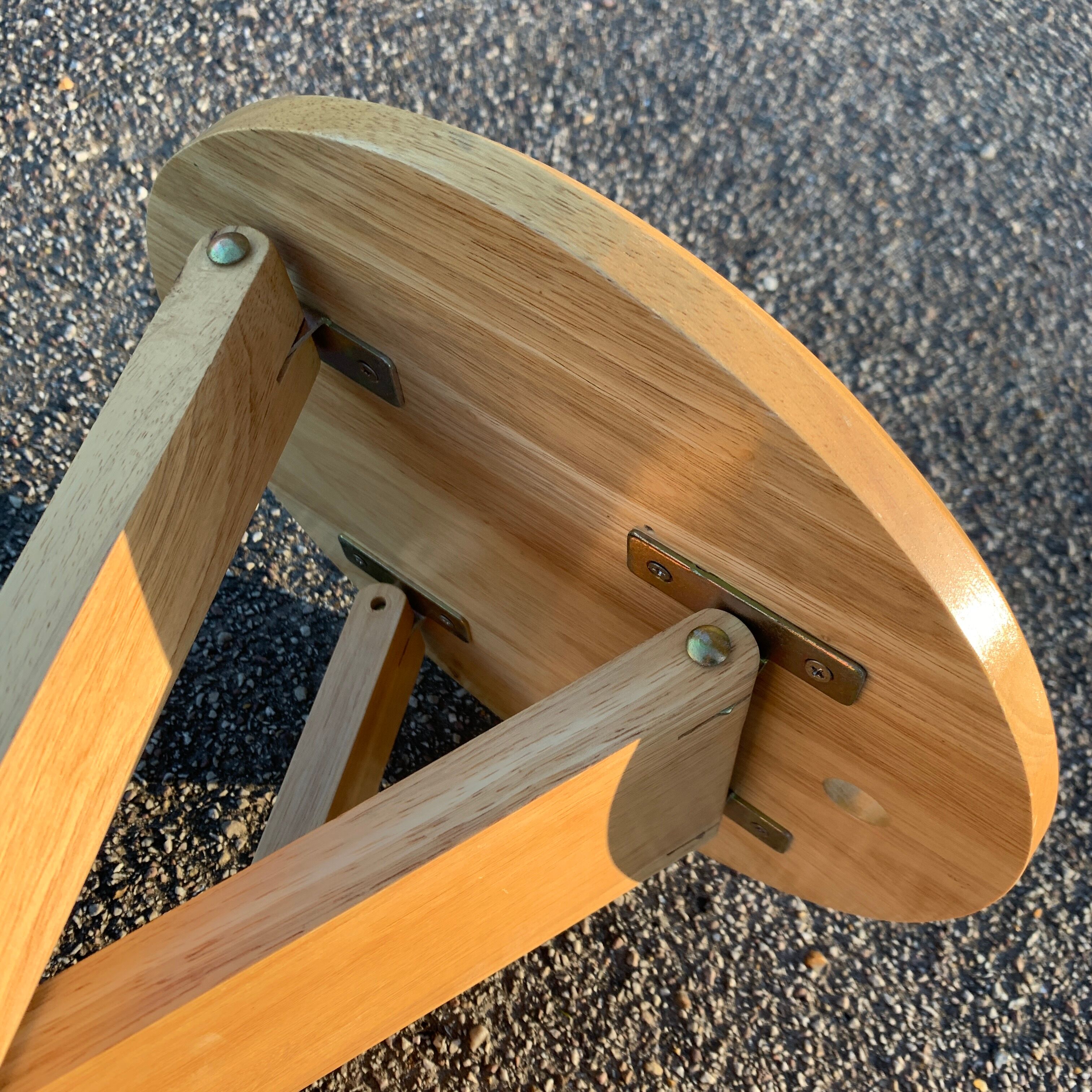 Vintage varnished wooden folding stool