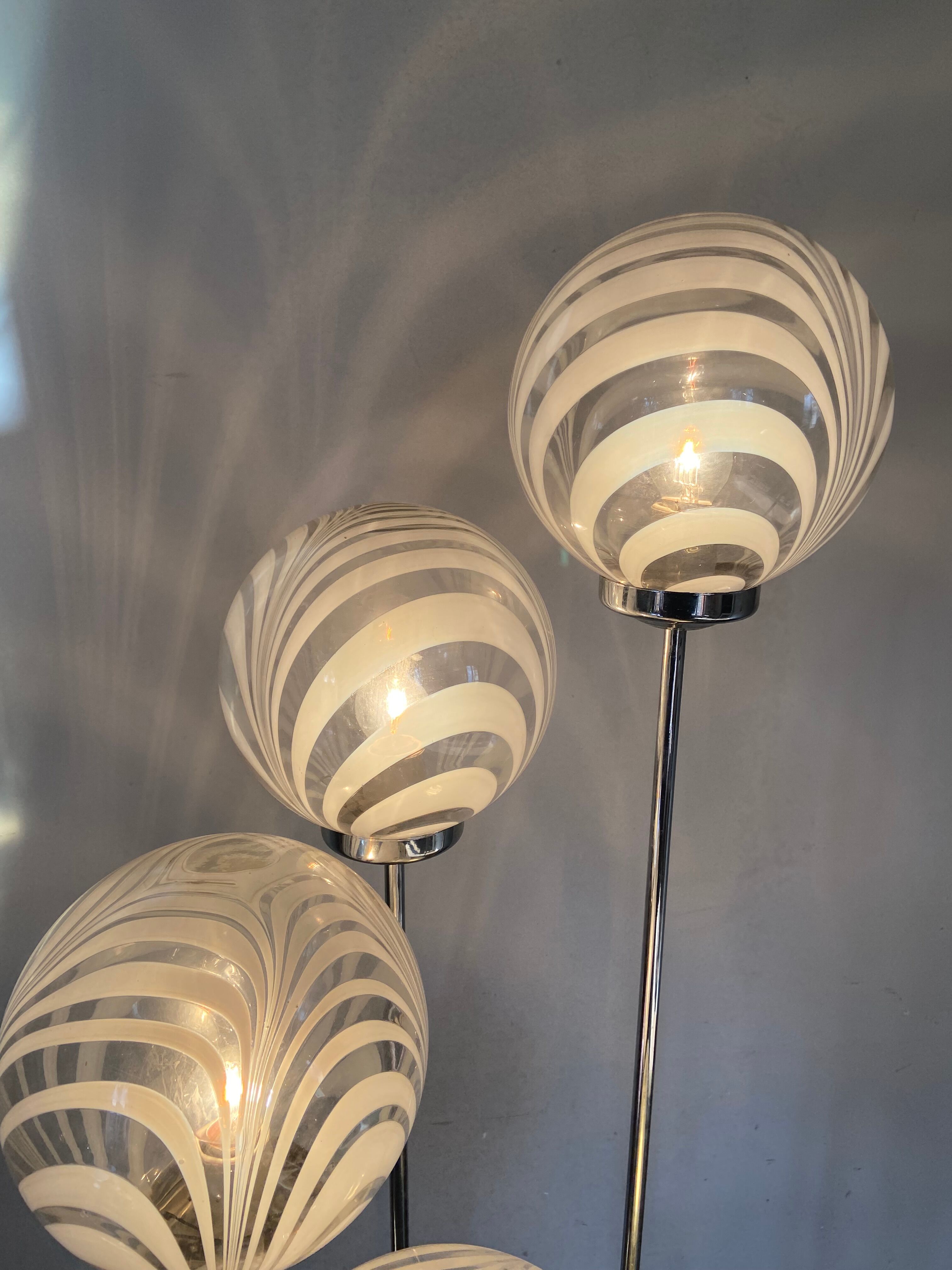 Waterfall floor lamp 5 globes Marinha Grande factory 70s
