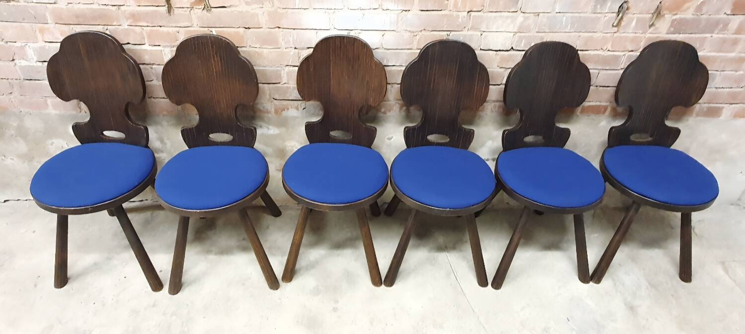 Lot of 6 vintage brutalist chairs from the 1970s.