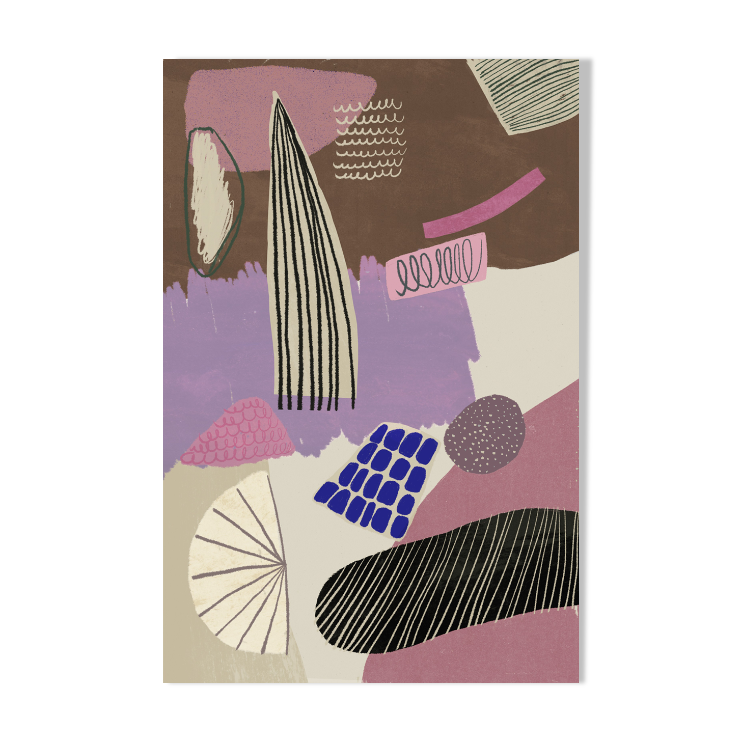 Lavender mauve plum and sand abstract collage