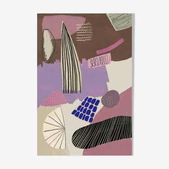 Lavender mauve plum and sand abstract collage