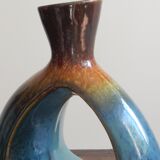 Blue and brown ceramic vase